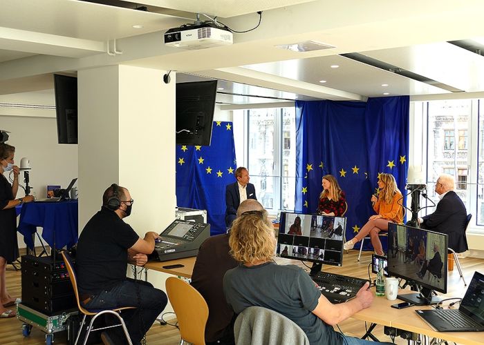 Diskussionen und Engagement für Europa Kommission unterstützt von Green Events Technology